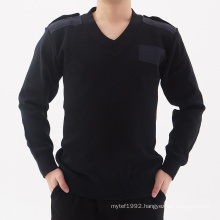 2020 OEM Custom men military navy blue sweater wool cotton 12GG pullover anti-shrink army knitwear jumper for male